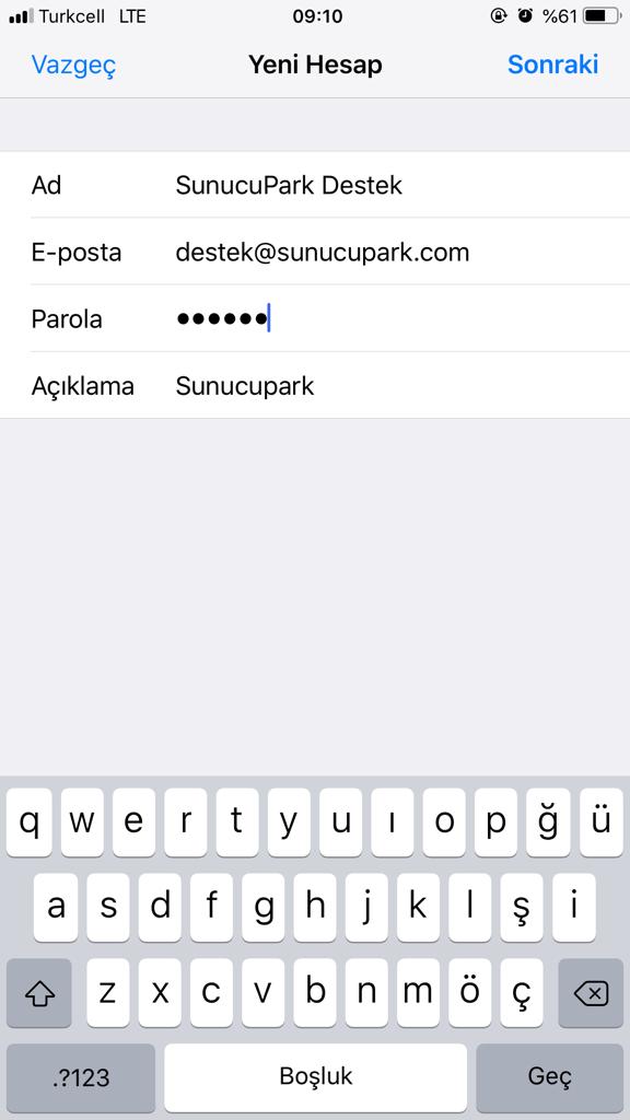 Iphone Mail Kurulumu Adim4