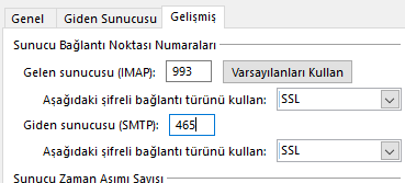 Outlook Gelismis Ayarlar